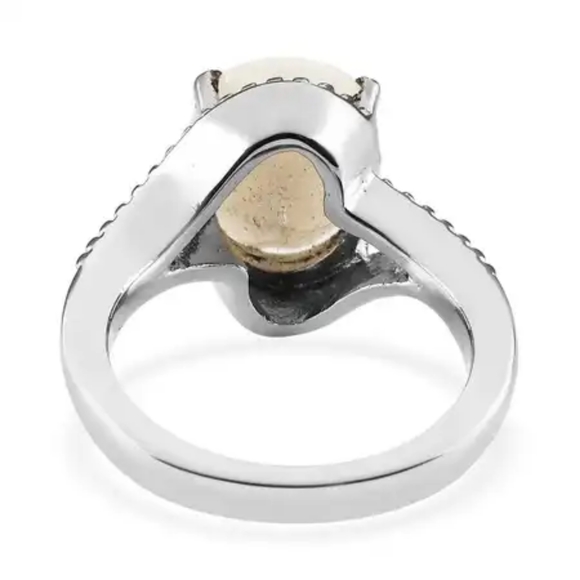 Sri Lankan Silver Moonstone Ring in Stainless Steel, Split Shank Ring - Picture 7 of 7